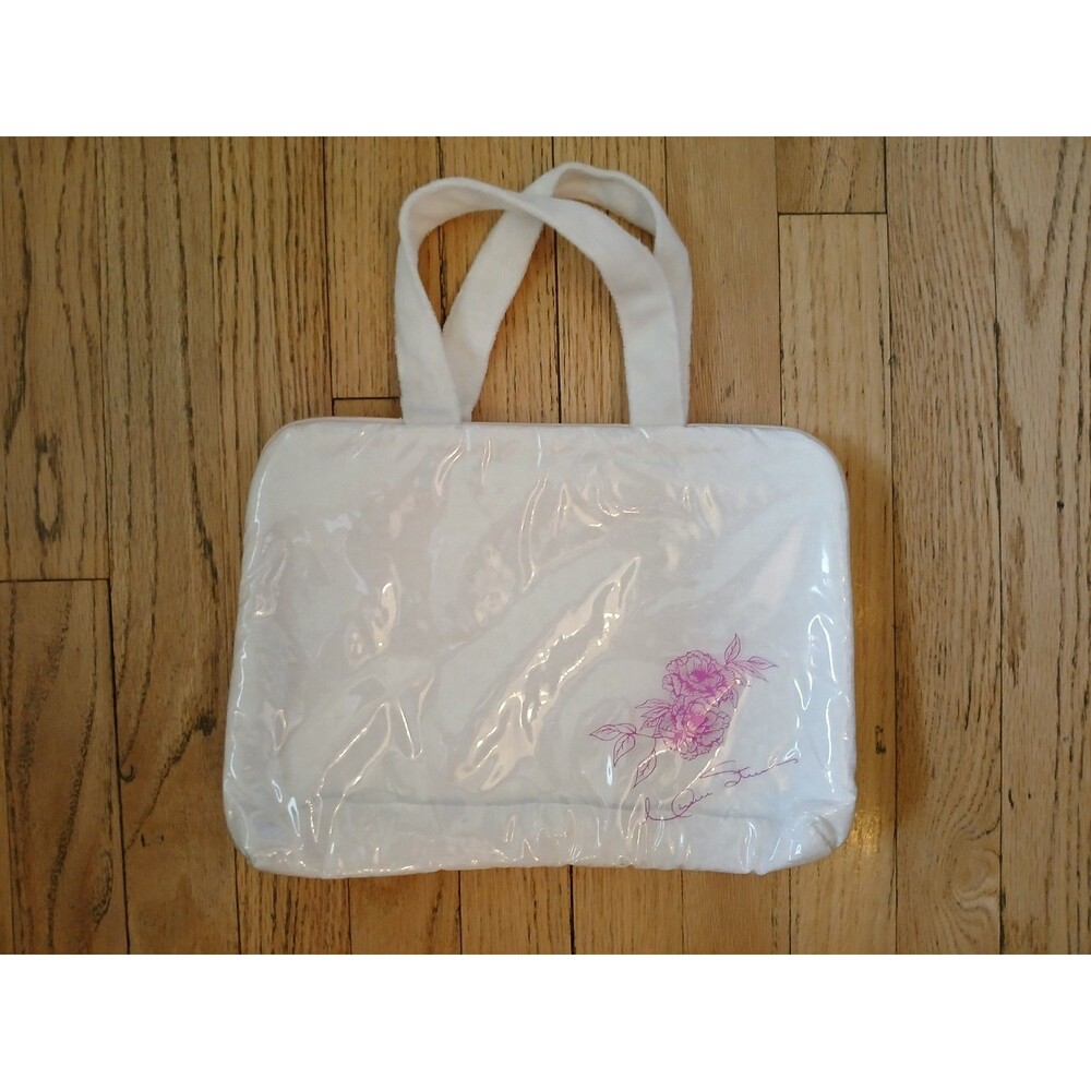 VTG. Connie Stevens Large White Makeup Travel Bag Forever Spring Beauty Cosmetic